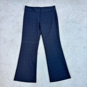 Vtg Mandee Womens Plaid Dress Pants Gray Grid Mid Rise Flare Leg Trousers Sz‎ 11
